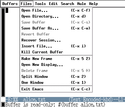 Emacs Menu Op.